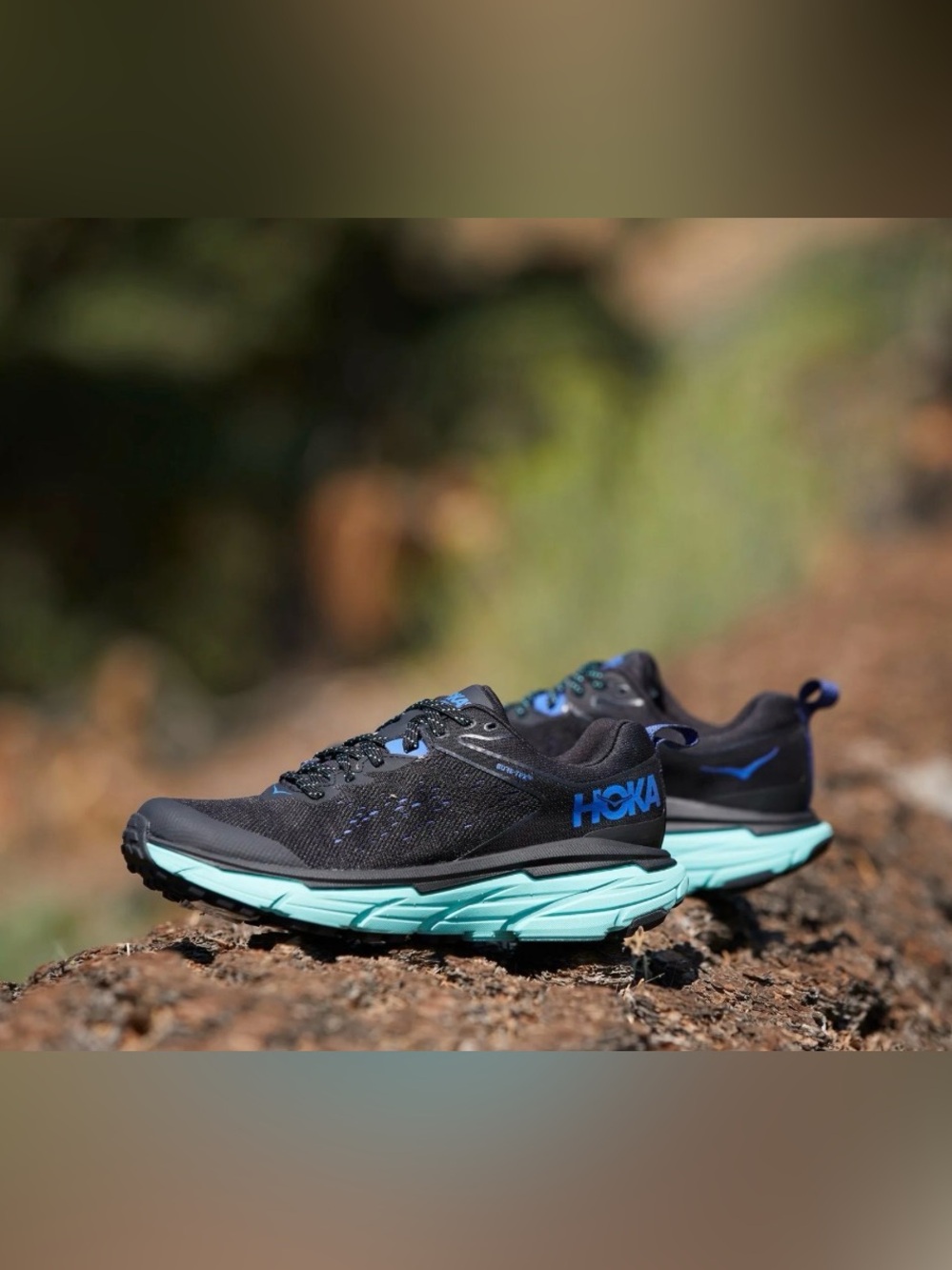 Hoka Women's Black Sneakers with Mint Green Midsole